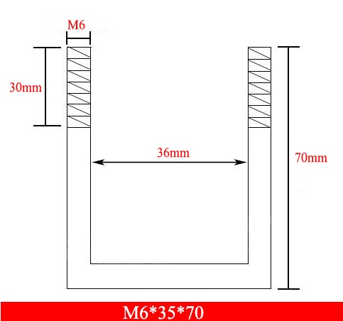 2Pieces M6x35x70