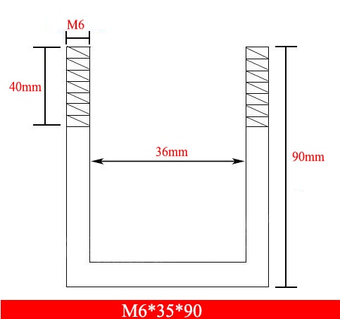 2Pieces M6x35x90