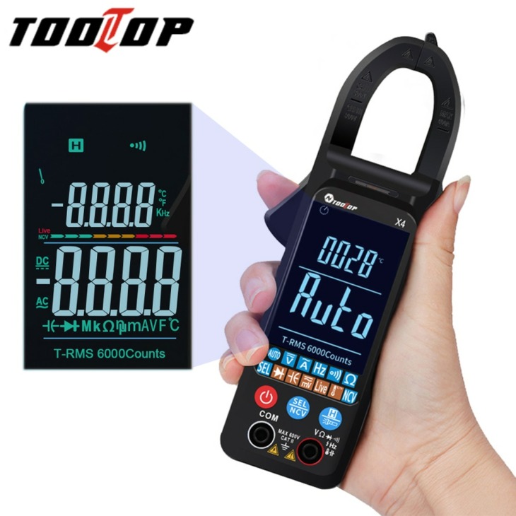 TOOLTOP-X4-Mini-Digital-Clamp-Meter-Color-Large-Screen-Multimeter-6000-Counts-NCV-AC-Voltage-Current