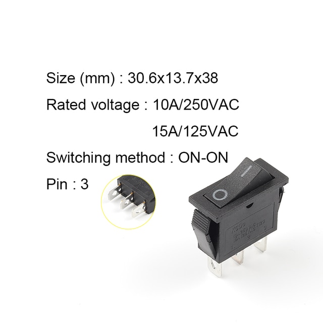 3Pin Black ON-ON
