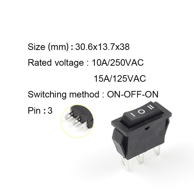 3Pin Black On-Off-On