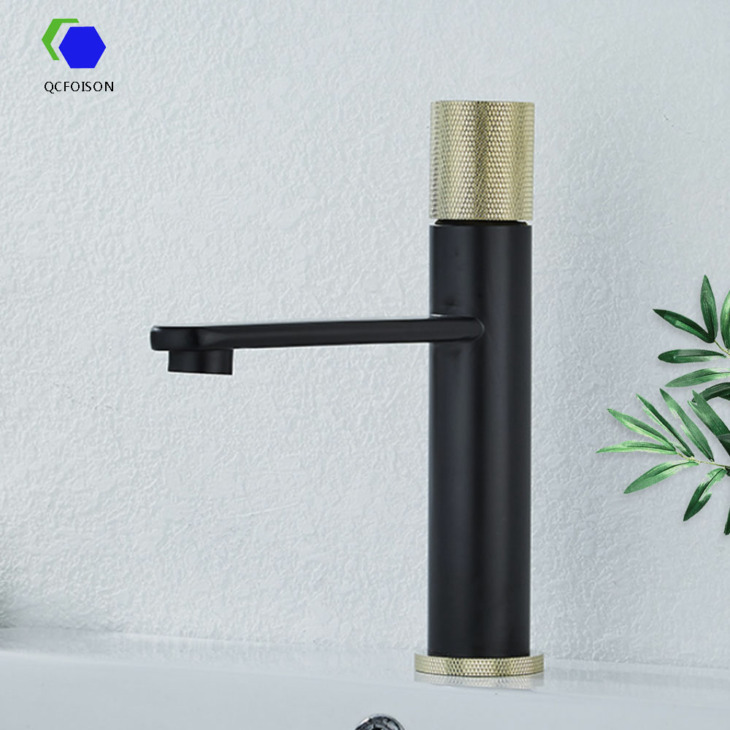 QCFoison fürdőszoba mixer csap mosdó fekete modern sárgaréz medence