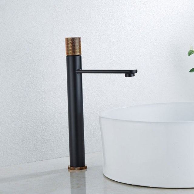 QCFoison fürdőszoba mixer csap mosdó fekete modern sárgaréz medence