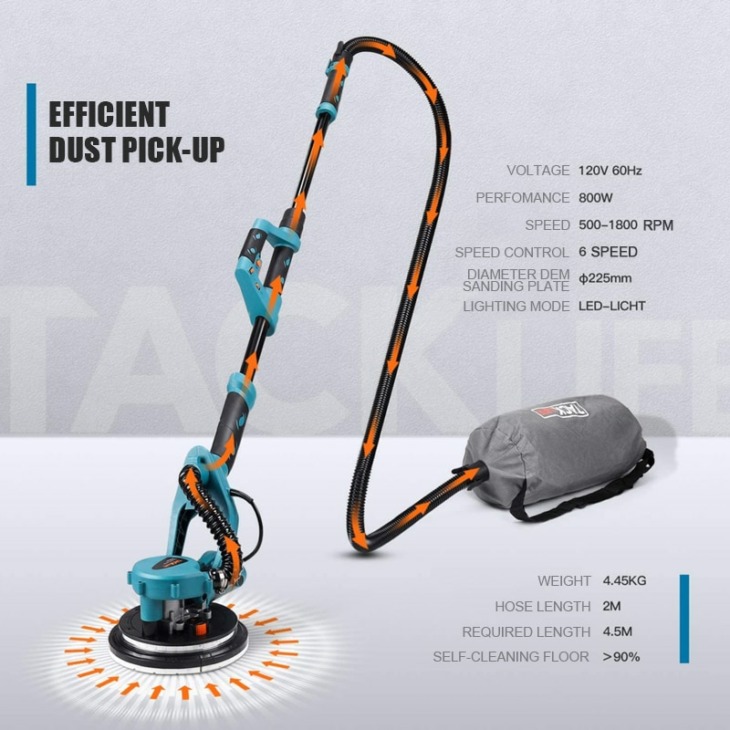 Tacklife Electric Gipszkarton Csiszoló, Pole Fal Polisher 225Mm A