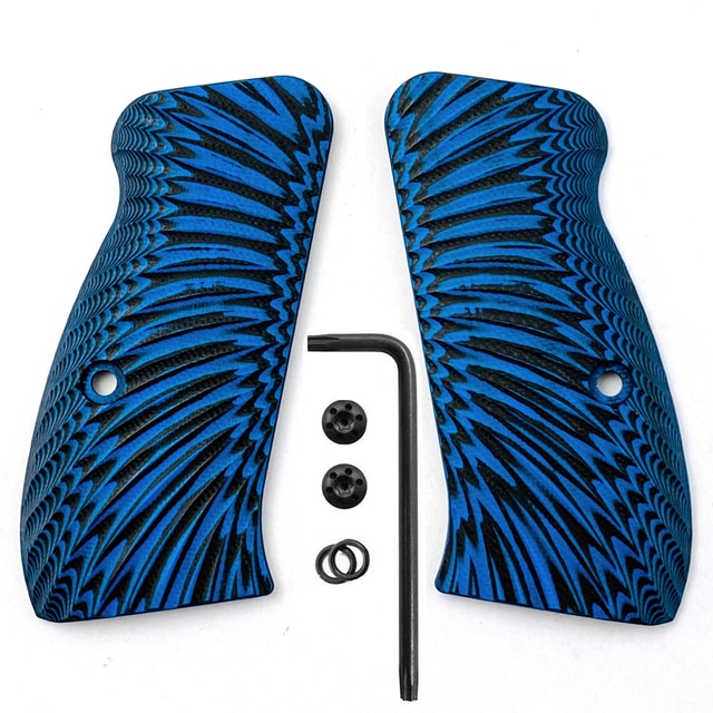 Blue with screws