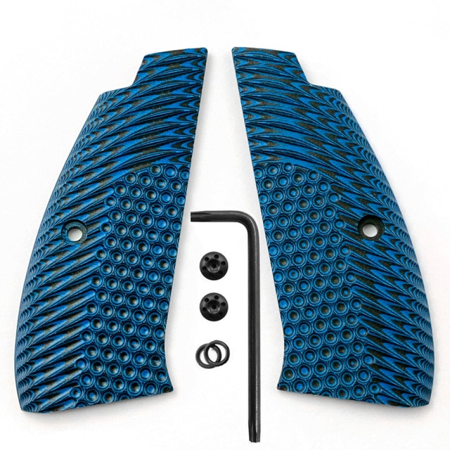 Blue with screws