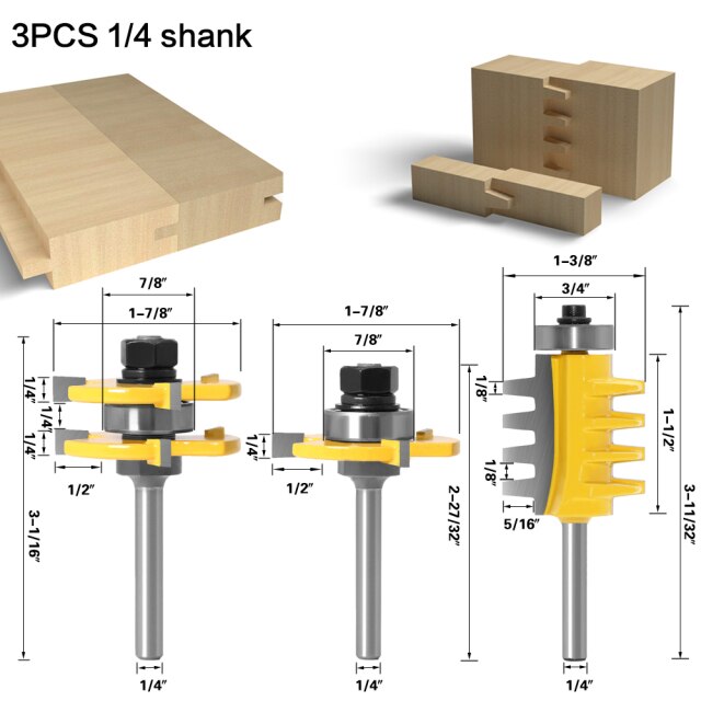 3PCS 6.35MM Shank