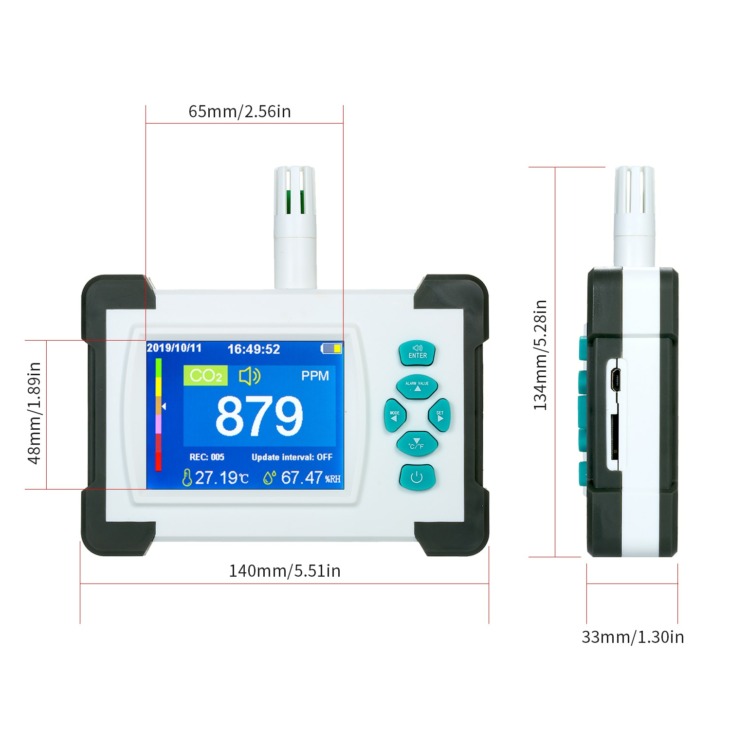 Co2 Méteres Tesztelő Szén-Dioxid Levegőminőség-Érzékelő Levegőminőségű Monitor Újratölthető Akkumulátor Hordozható Co2 Detektorral
