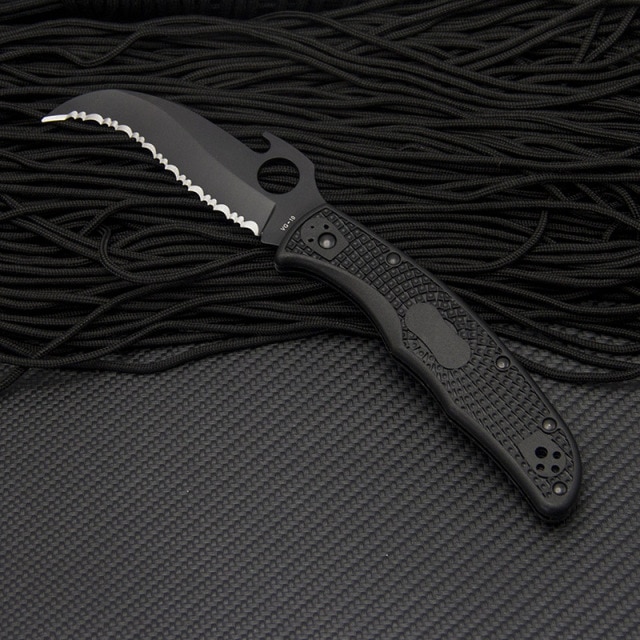 C12 C10 Kültéri Összecsukható Kés 9Cr14Mov Blade Nylon Fiber Fogantyú