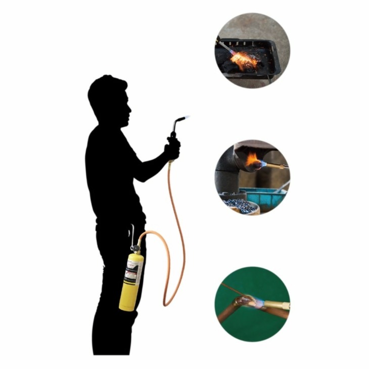 Piuryue Welding Torch Hose Kit – CGA600 1.5M (5ft) Hose With Belt Hook, For MAPP Gas Cylinders, 1"-20 UNEF Thread, Airflow Control Knob, Suitable For 14.1-16oz Cylinders