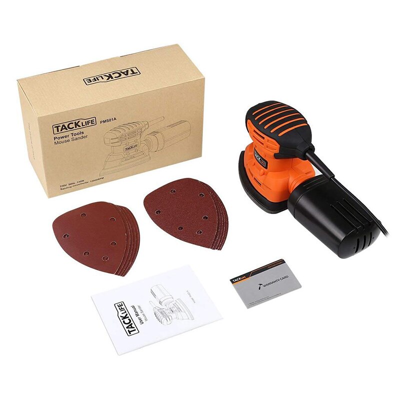 Tacklife Pms01A Mouse Detail Sander 12 Db Sandpapers 130W Orbit Sander