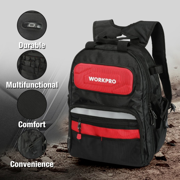 Workpro 2021 Új Szerszám Táska 17 ” Backpack Vízálló Szervező Táska 60