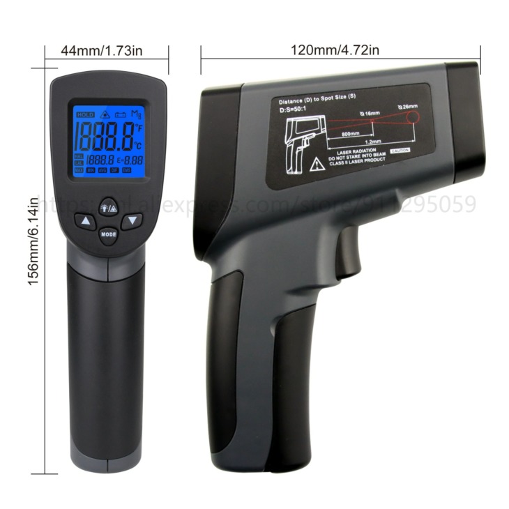 Kaemeasu Digital KM-550 Infrared Thermometer -58F To 1022F