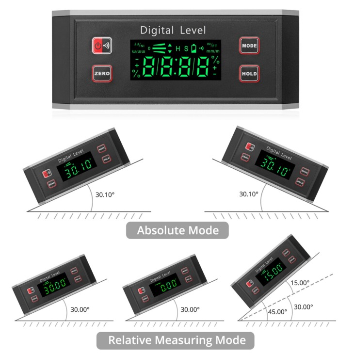 Neoteck Vízálló Ip65 Digitális Level Szögkeresõ Inclinometer VGroove