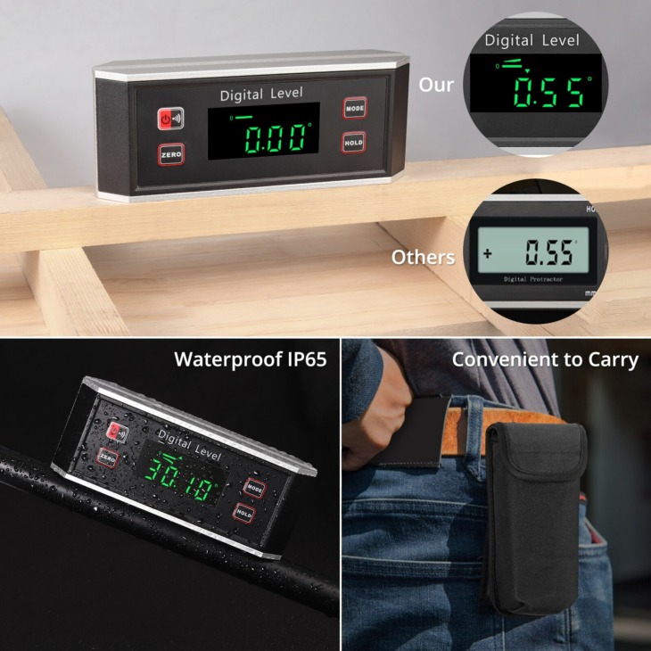 Neoteck Vízálló Ip65 Digitális Level Szögkeresõ Inclinometer VGroove