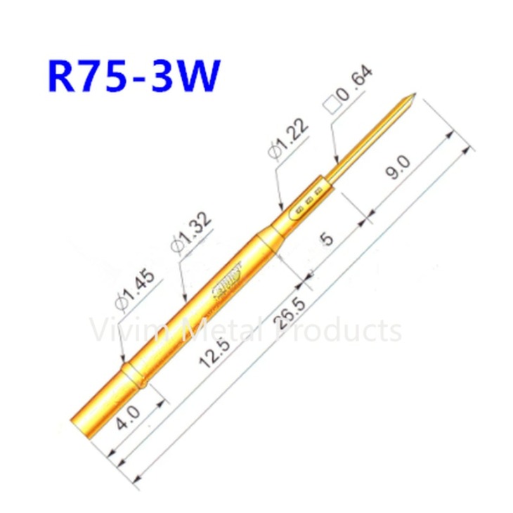 Kim Test R75 100Db R75-3W Rugó Érintkező Szonda Arany Színű Sárgaréz Lapos Fej Tű ...