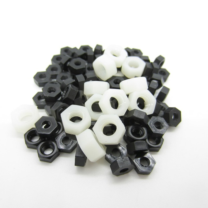 Din934 M2 M25 M3 M4 M5 M6 M8 M10 M12 Fekete Fehér Nylon Hex Nut Hexagon Műanyag Anyák Fixohu