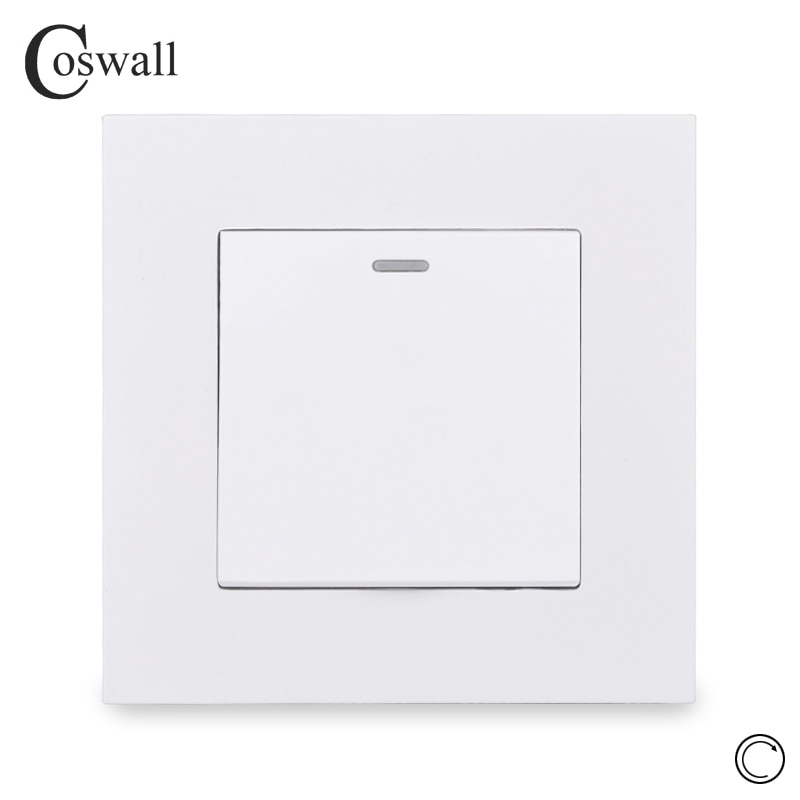 Coswall Egyszerű Stílus Pc Panel 1 Gang 1 Way Reset Kapcsoló Impulzus Kapcsoló Pillanatnyi Kapcsoló Nyomógombos Fali Fény Kapcsoló 16A