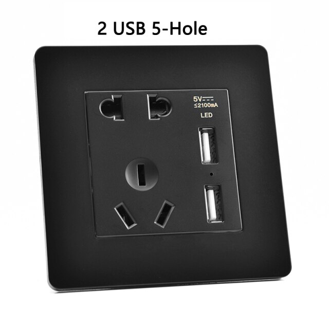 2 USB 5-Hole Socket