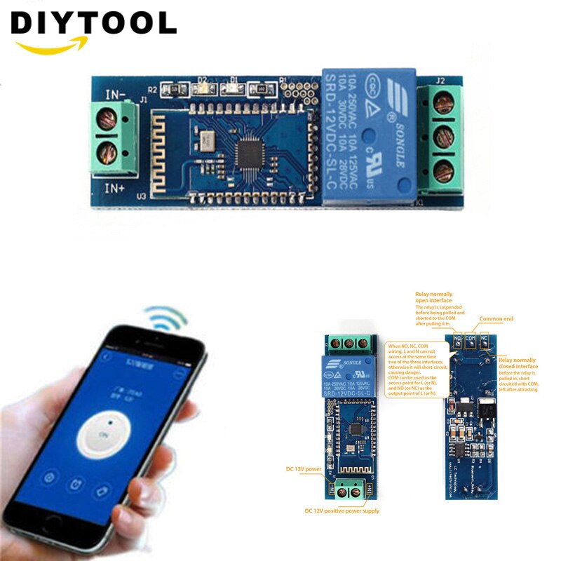1Db Smart Bluetooth Relé Modul Távvezérlő Kapcsoló Bluetooth 12V Iot Vezeték Nélküli Relé Modul Bluetooth Számára