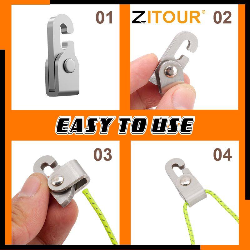 Zezzo® Automatikus Zárás Hook 4Db / Csomag 5M Rope Free Üti Csomót Kötését Alig Rögzítő Eszközöket Sátor Akasztó
