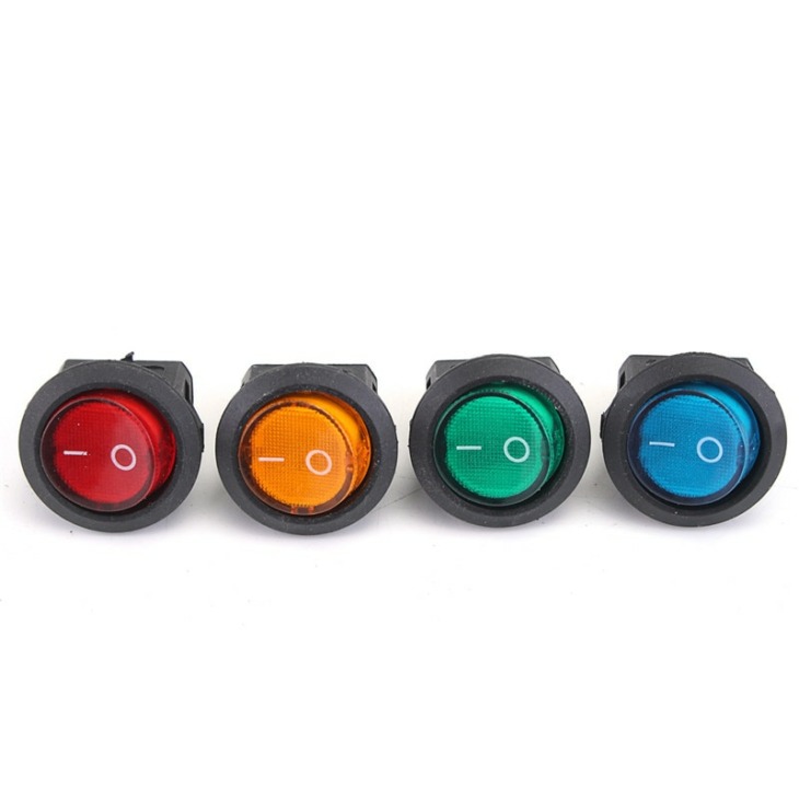 5-Pack Car Round Dot LED Rocker Toggle Switches – 3 Pin, AC 125V/250V, 4 Colors, Round Design