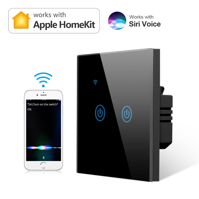 2 Gang Black Homekit