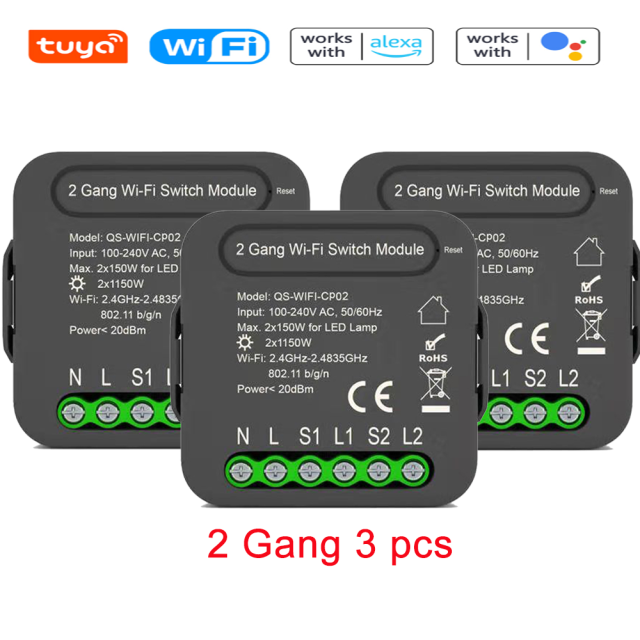 3 pcs 2 Gang