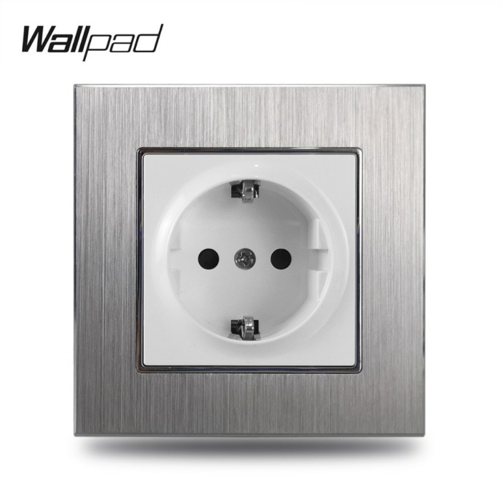 F M Eu Socket Karmokkal Wallpad V V Ac Silver Satin Alum Nium