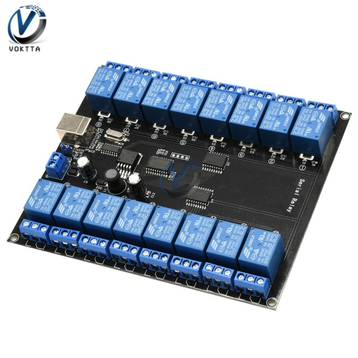 Dc 7V-38V 16 Csatornás 16 Csatornás Serial Relé Modul 10A 250V Load Usb ...