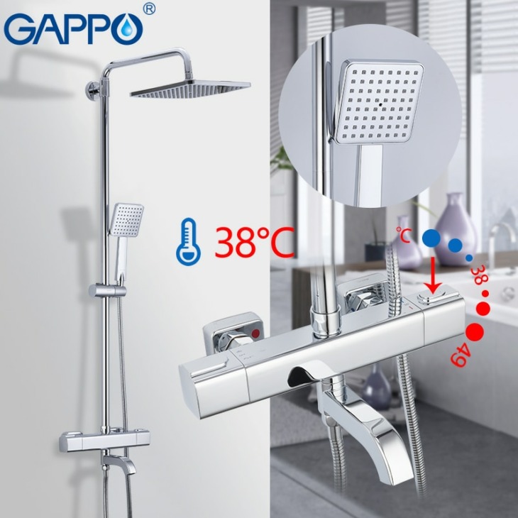 Gappo Zuhany Rendszer Termosztatikus Fürdőkád Csaptelep Zuhany Vízesés Csaptelep Termosztát Csap Esőzuhanyzó Készletek