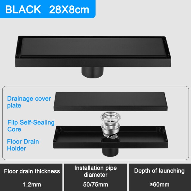 Black 28x8cm
