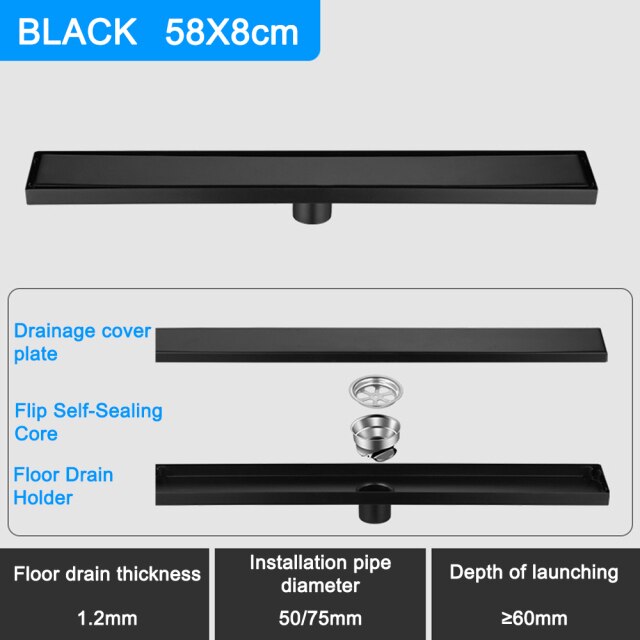 Black 58x8cm