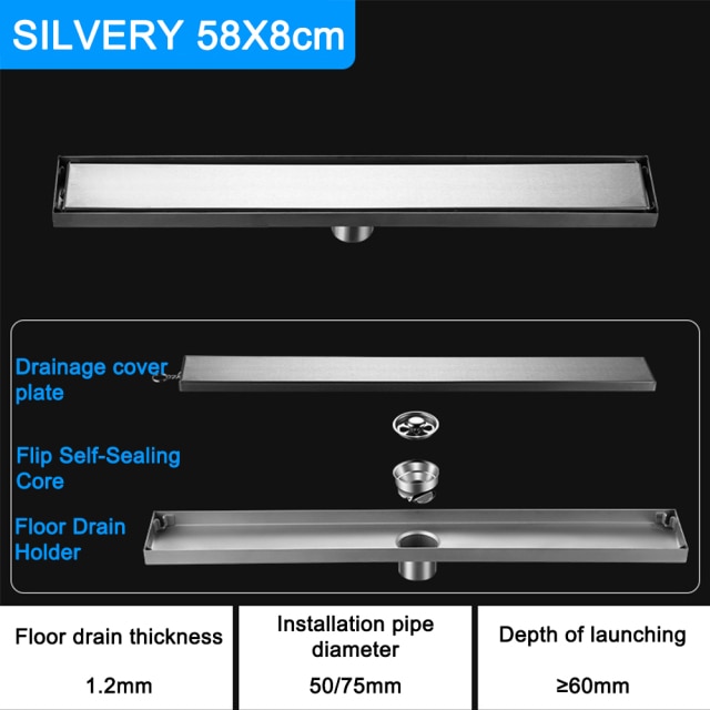 Silver 58x8cm