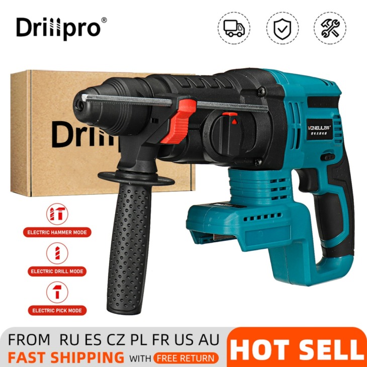 Drillpro 4 Funkció Brushless Akkumulátoros Ütvefúró Tölthető Hammer ...