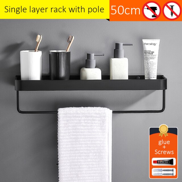 Shelf with rod 50cm
