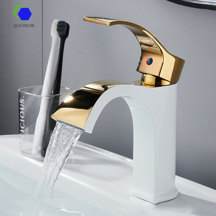 Qcfoison Fürdőszoba VízesésMedence Csaptelep Wc Sárgaréz Krómozott Kád