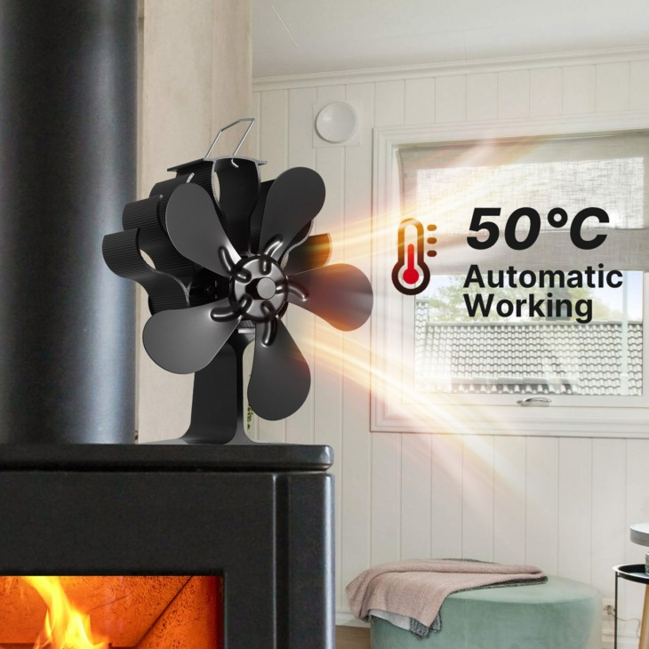 Ecofan 800EUXBX Heat Powered Wood Stove Fan, Black, Multilingual