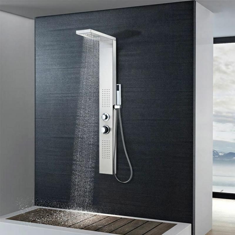 Zuhanyzó Tükör 15 * 47 * 130Cm Rozsdamentes Acél Négyszínű Fekete Ezüst Fehér Otthon Szálloda Fürdőszoba Zuhanyzóval Kényelmes Zuhanyzó