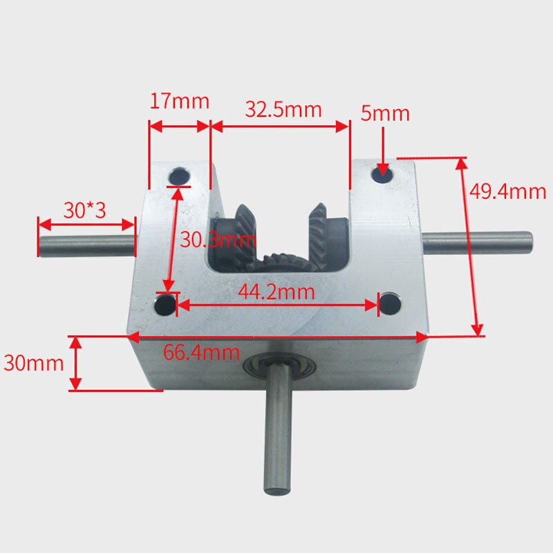 Differential Assembly Gearbox 90 Degree 1:1 Spiral bevel gear (6/8/10mm  Coaxial)