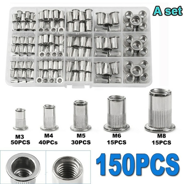 150Db Szegecsanya Készlet M3 / M4 / M5 / M6 / M8 1Db Rivet Nut Gun 5Db ...