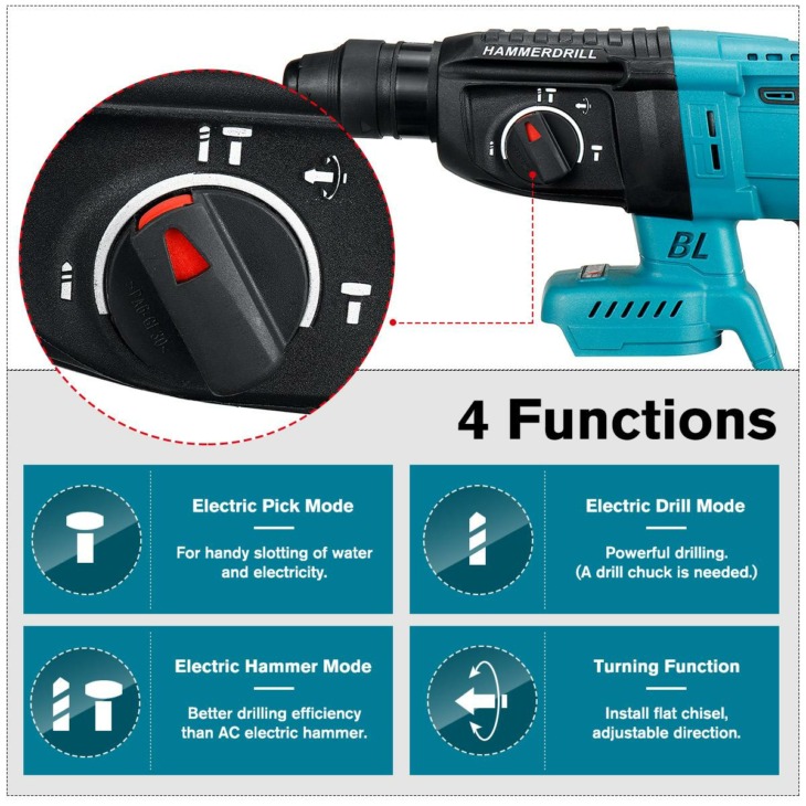 Drillpro Brushless Cordless Ütvefúró 2 Akkumulátorok Electric Hammer ...