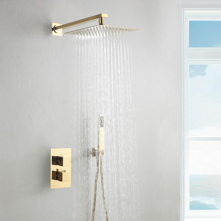 Termosztatikus Fürdőszoba Zuhanyzó Csaptelep A Falon Aranyfürdő És Zuhany Csaptelep Készlet Termosztatikus Keverő Fürdő És Eső Zuhanyzó