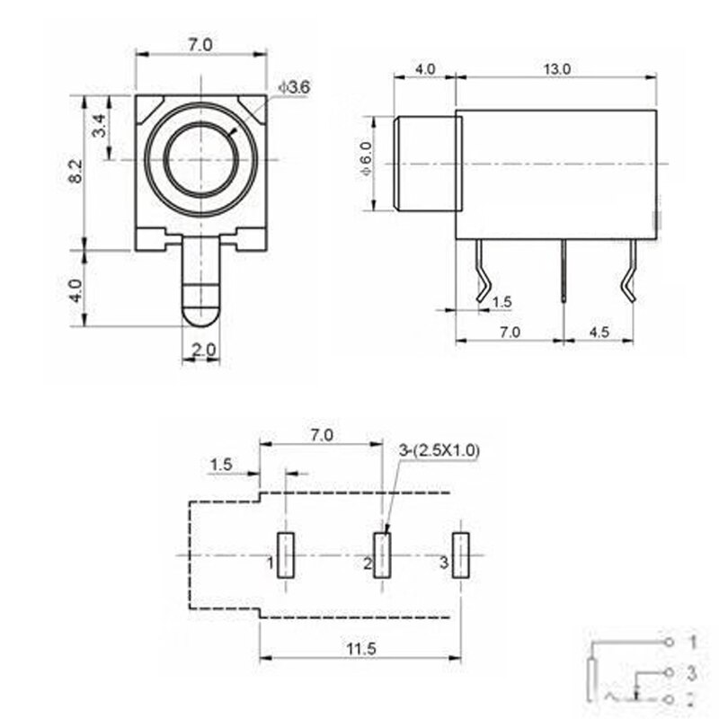 Goedrum 5pcs 3Pin 1/4" 6,35 Mm Estéreo Teléfono Jack/Jack Socket/PCB Mount - Foto 7