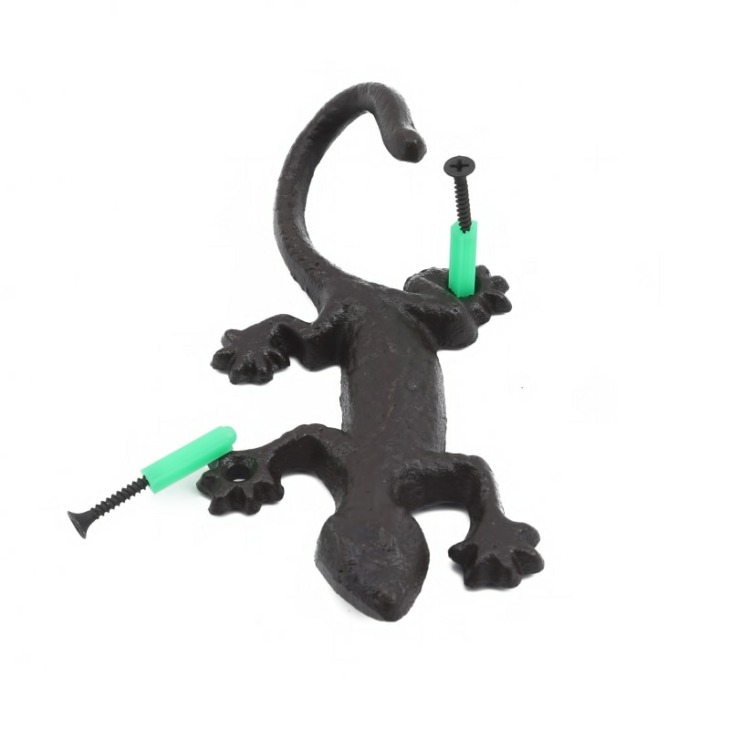 Háztartási Fali Hook Öntöttvas Lizard Tervezése Kabát Törölköző Hat Akasztó Rugalmas Lógó Körmös Lakberendezési Kiegészítők