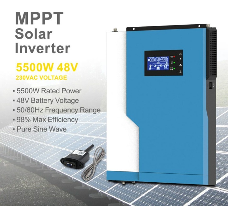 5500W 48V Ki Rács Hibrid Solar Inverter Mppt 100A 230V Pv 120-500Vdc ...